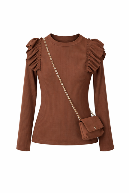 Bruine longsleeve met tasje