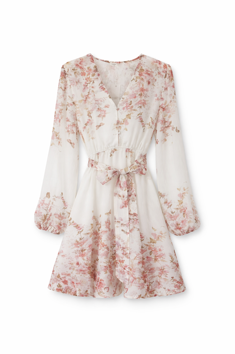 Offwhite jurk met bloemen