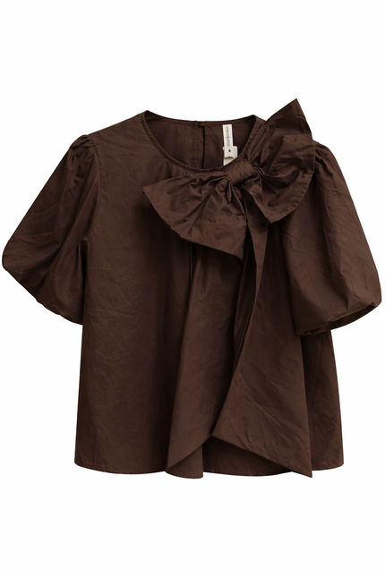 Bruine blouse met grote strik