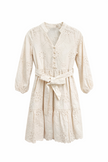 Poederbeige broderie jurk