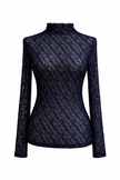 Kanten top, donkerblauw