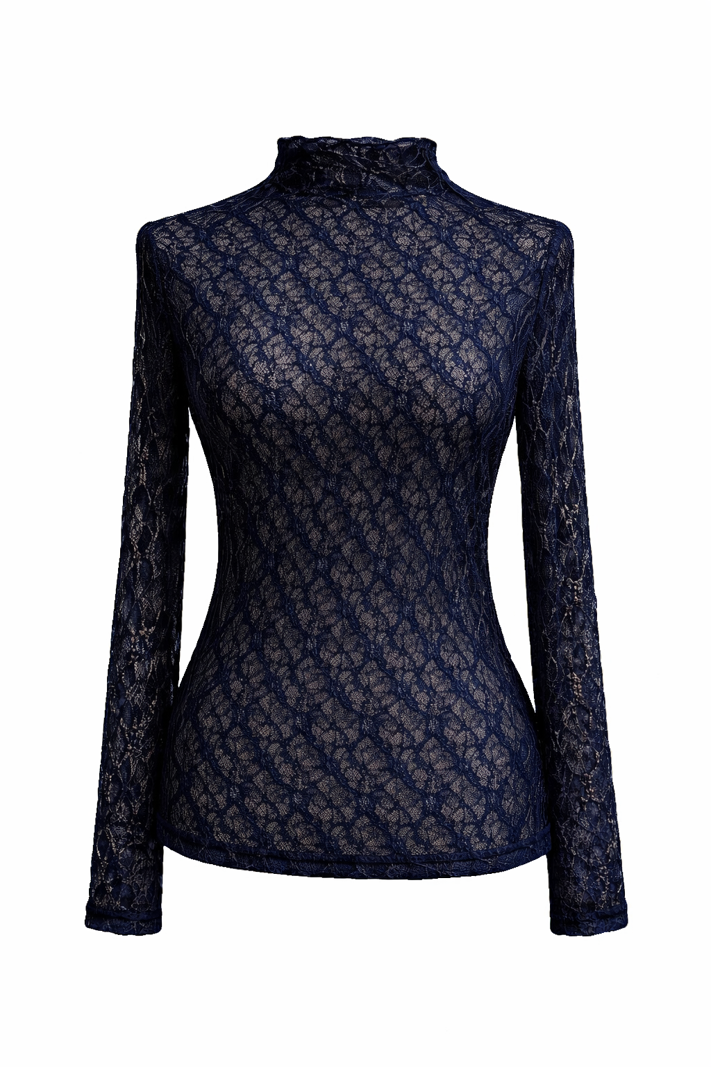 Kanten top, donkerblauw