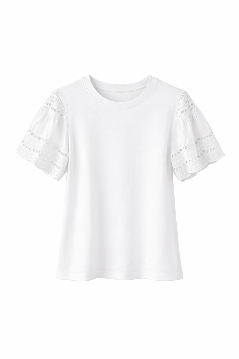 Offwhite shirt met broderie mouwtje