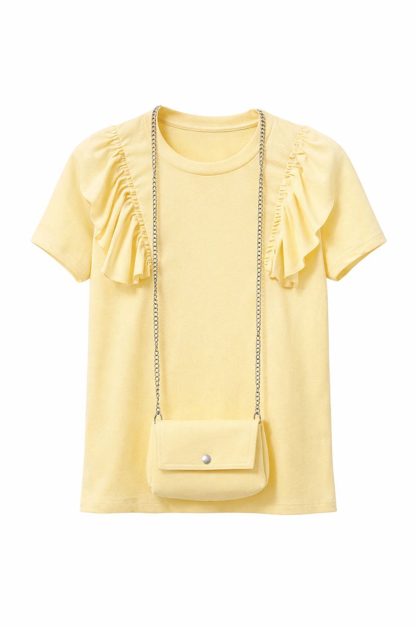 Geel shirtje met tasje