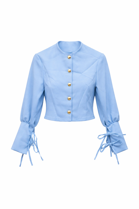 Lichtblauwe rok met ceintuur