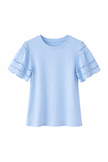 Lichtblauw shirt met broderie mouwtje