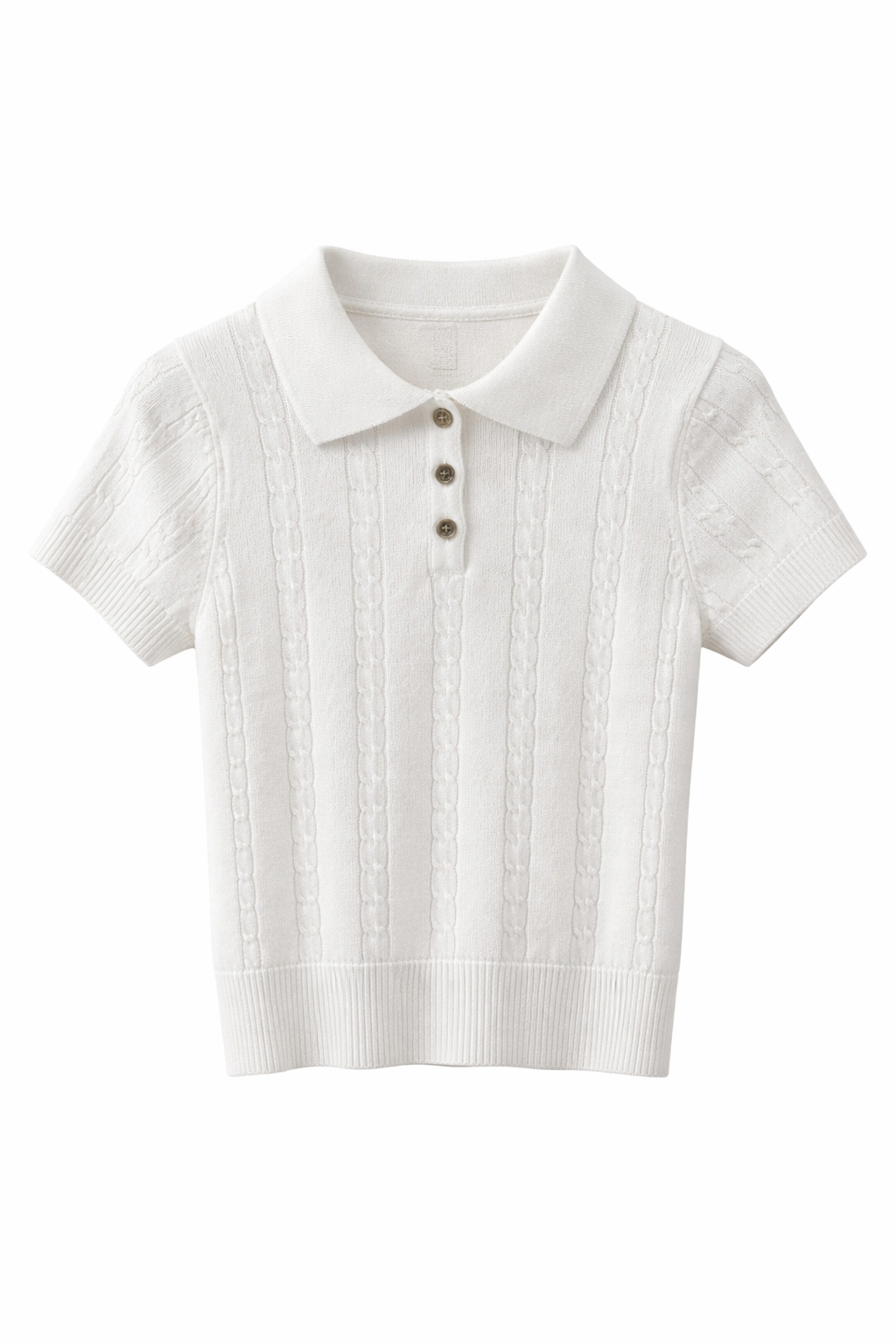 Offwhite kabeltruitje met kraag