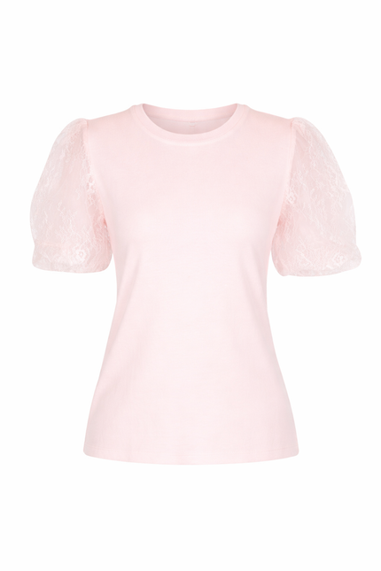 Roze truitje met kanten mouwtje