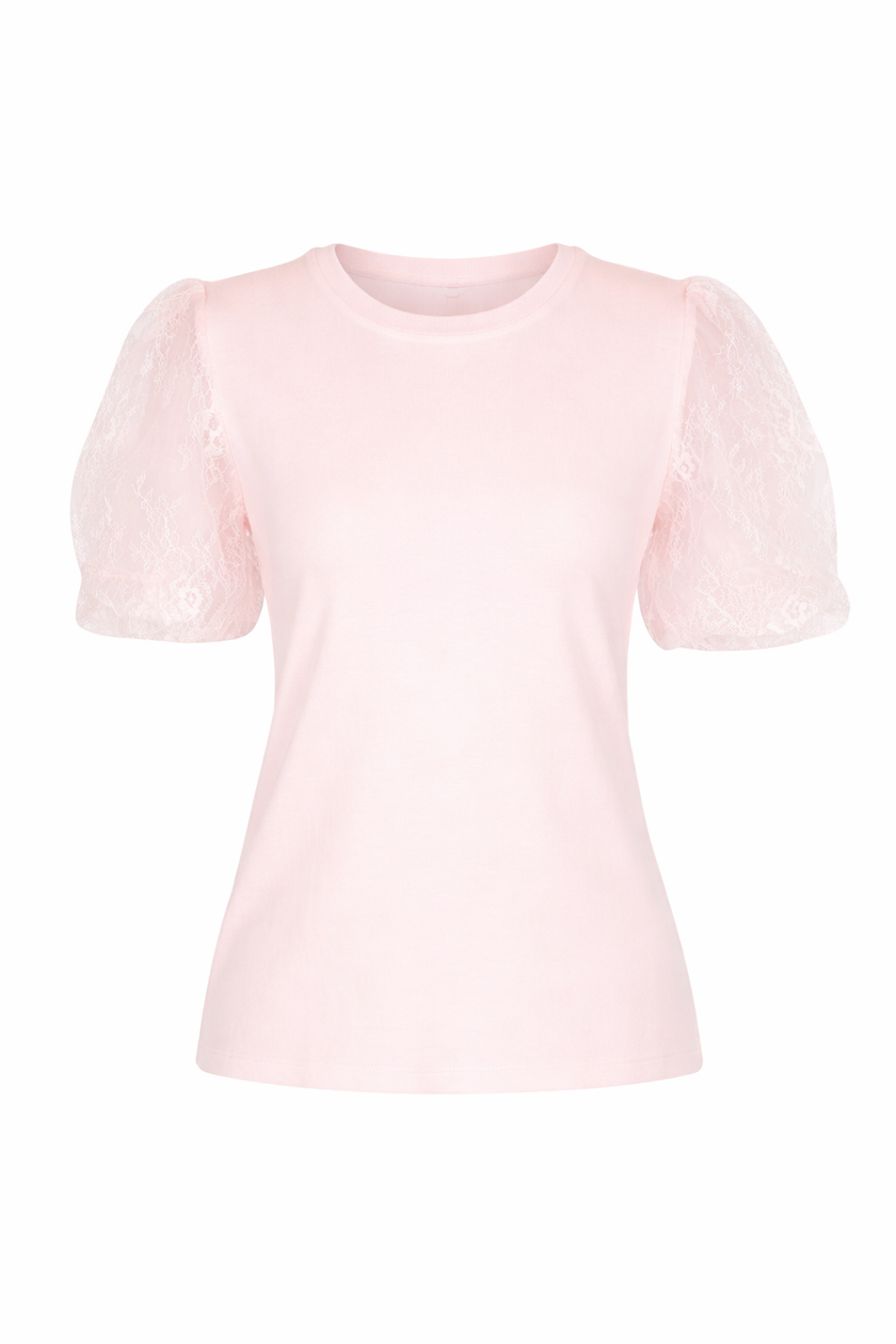 Roze truitje met kanten mouwtje