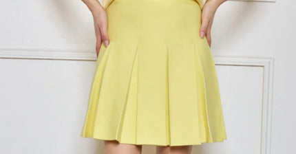 Zachtgeel gebreid plooirokje