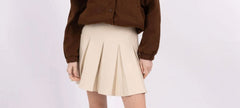 Zandkleur gebreid plooirokje
