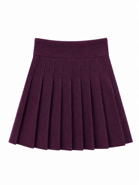 Aubergine gebreid plooirokje