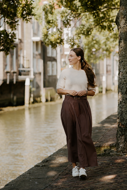Bruine lange rok met riempje