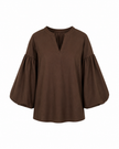 Bruine blouse met ballonmouwen