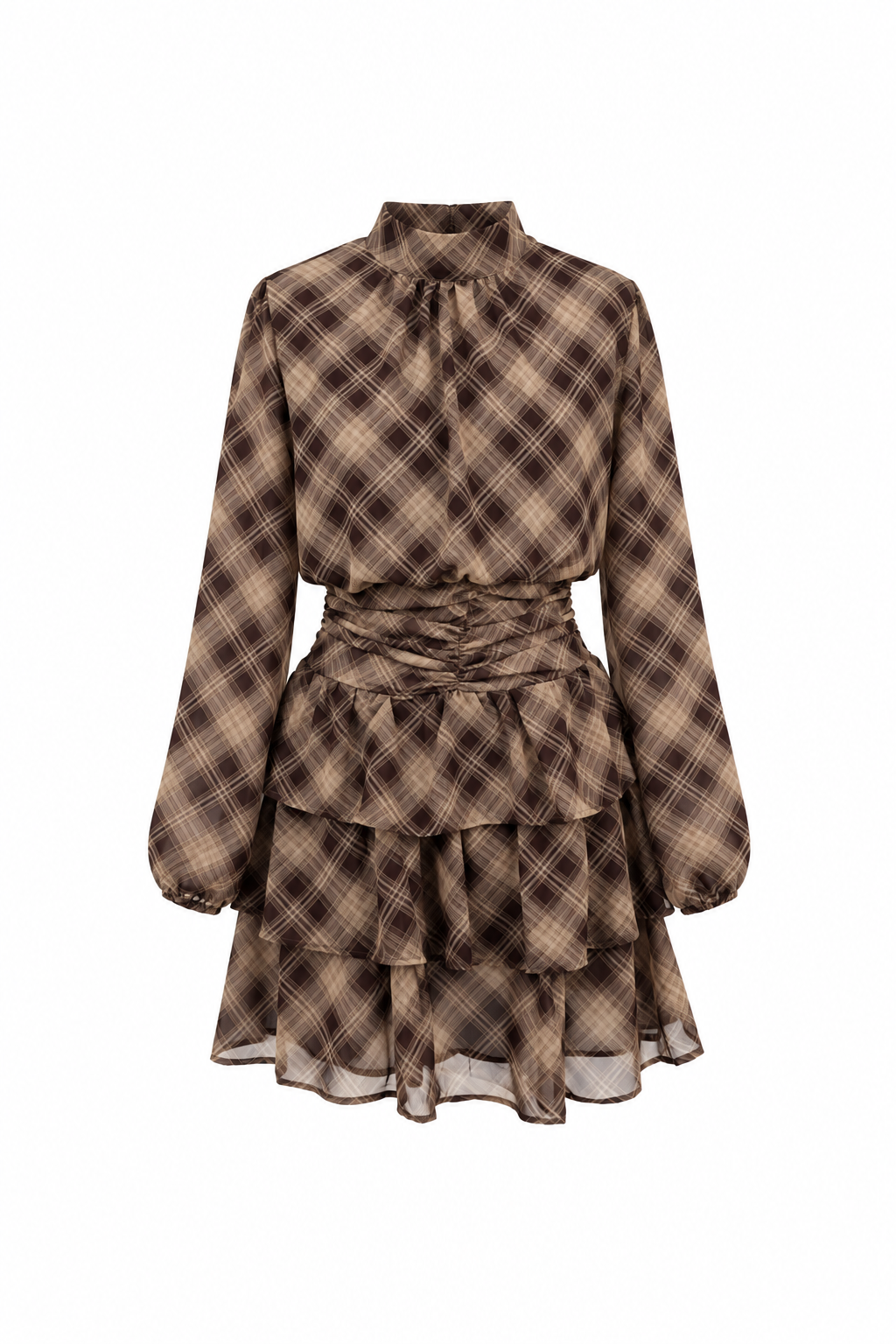 Taupe/bruin ruitjurkje