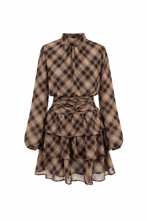Taupe/bruin ruitjurkje