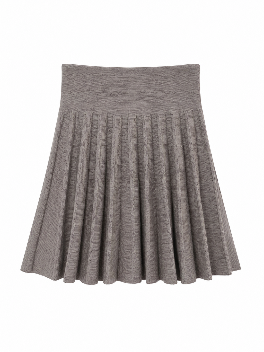 Taupe gebreid plooirokje