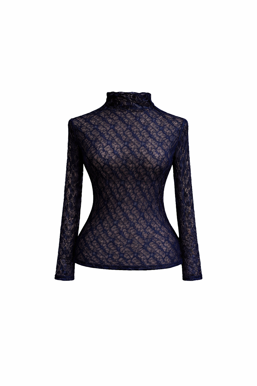 Kanten top, donkerblauw