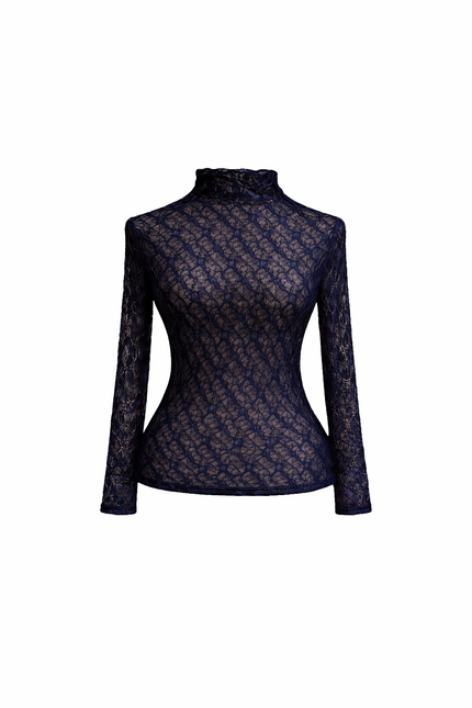 Kanten top, donkerblauw
