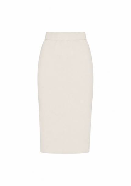 Crème gebreide midi rok