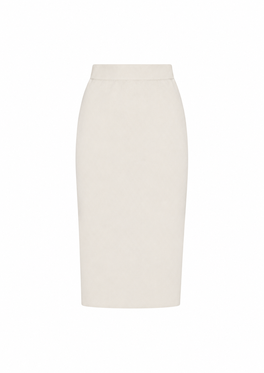 Crème gebreide midi rok