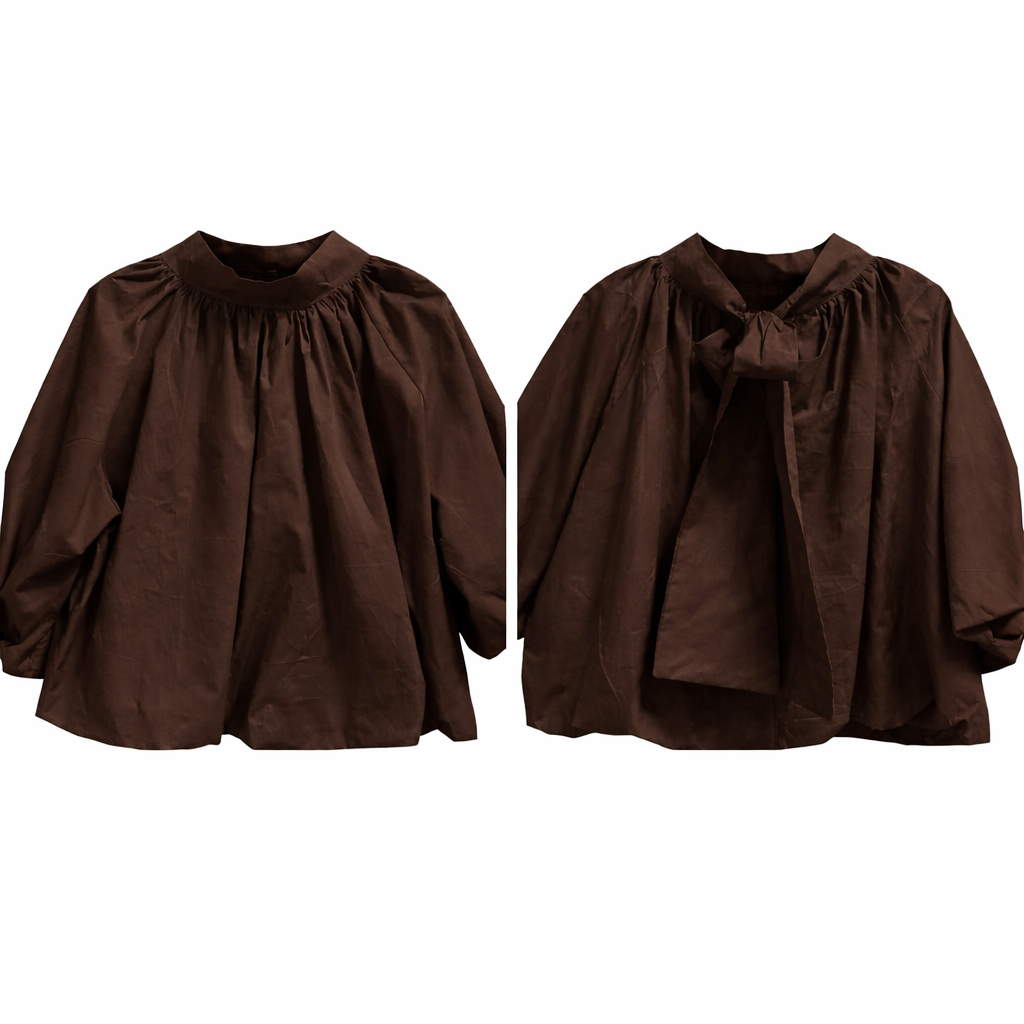 Bruine blouse/top met strik in de nek