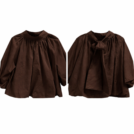 Bruine blouse/top met strik in de nek
