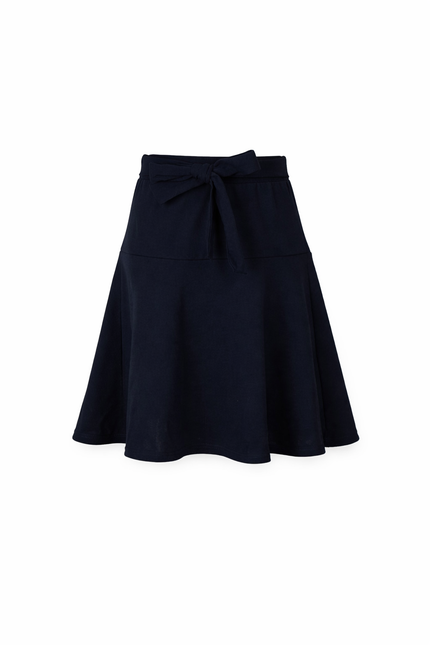 Donkerblauw rokje met strikceintuurtje