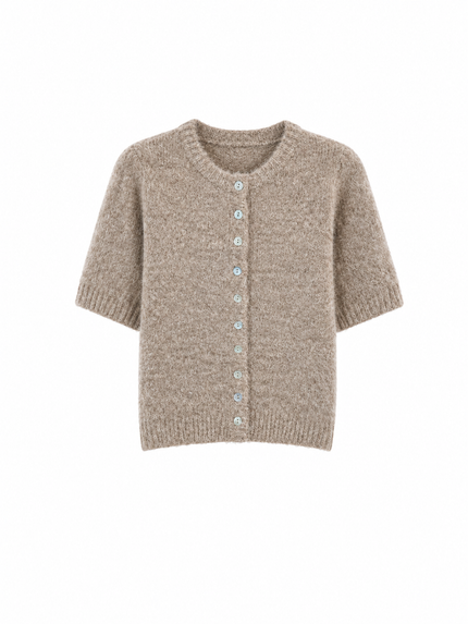 Taupekleur vestje, korte mouw