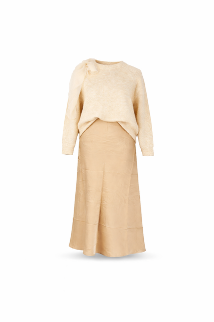 Beige silk-look rok
