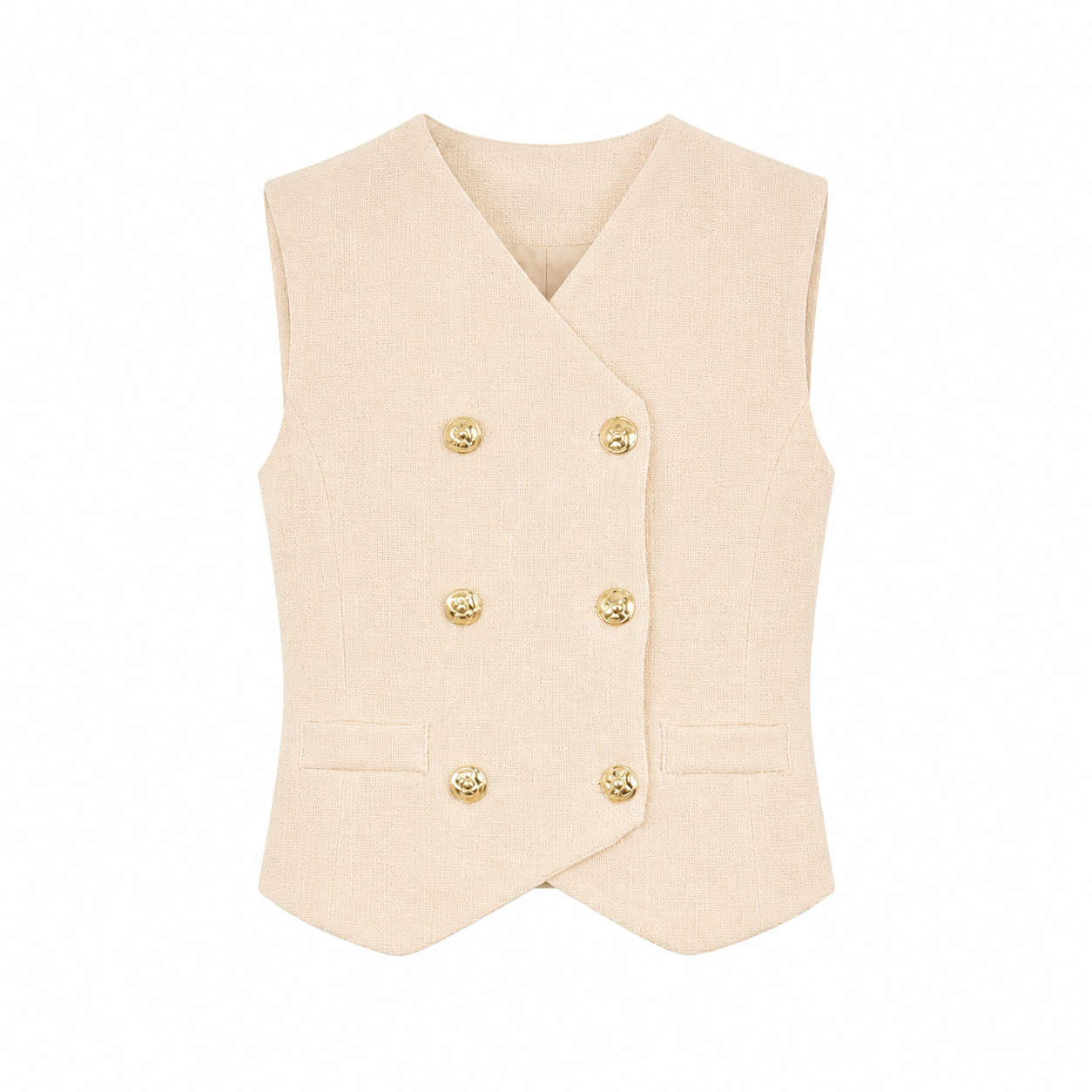 Zand gebreid gilet