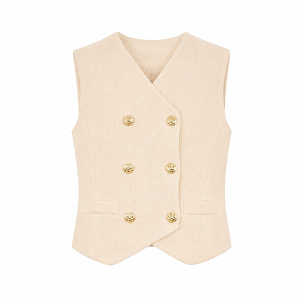 Zand gebreid gilet
