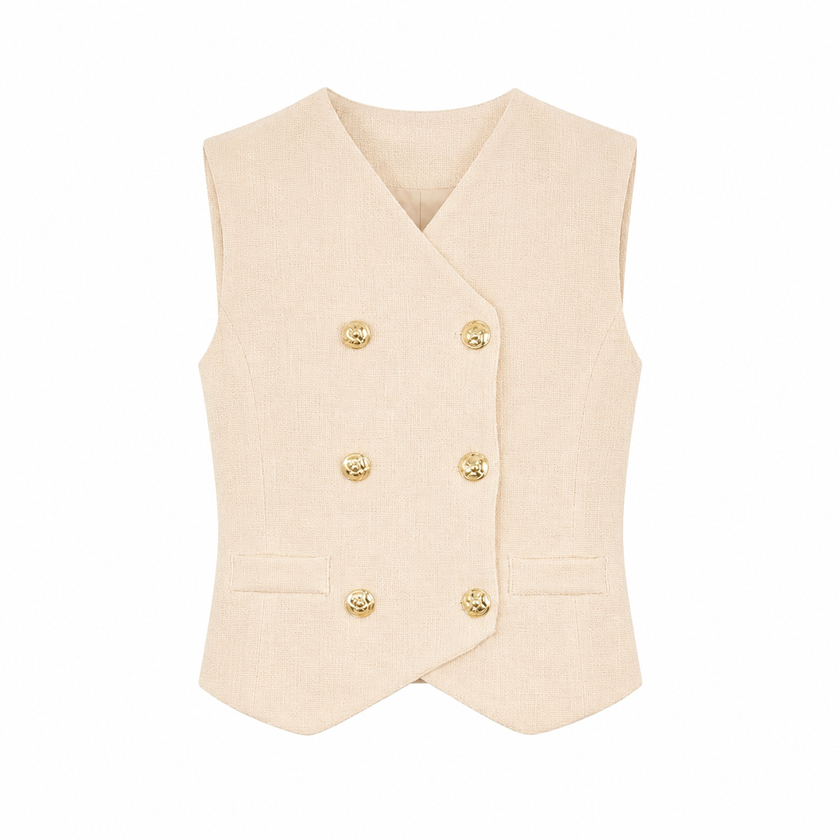Zand gebreid gilet