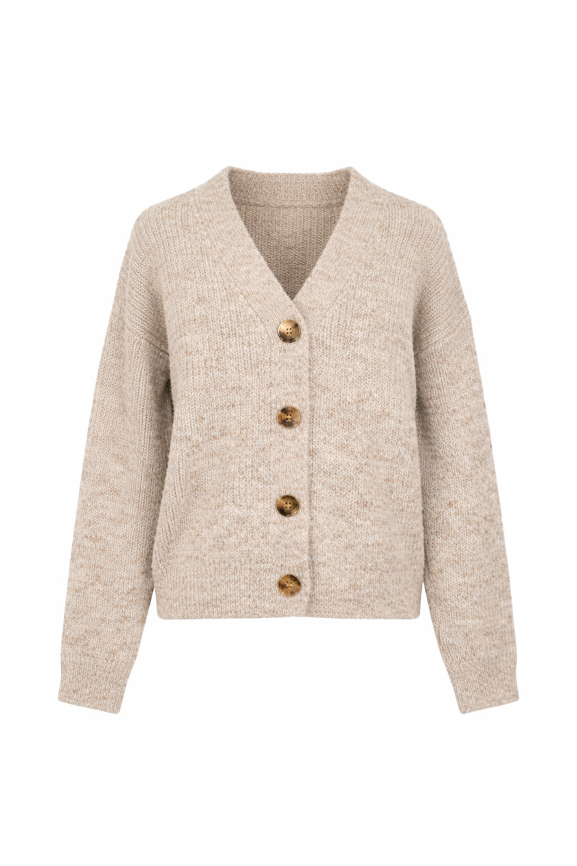 Taupe vest met goudkleurige knopen