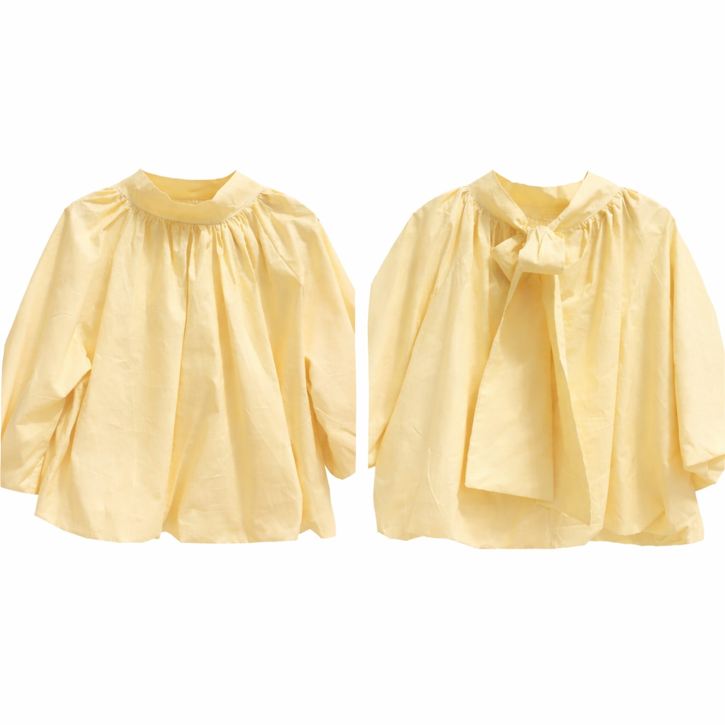 Gele blouse/top met strik in de nek