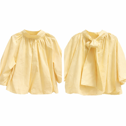 Gele blouse/top met strik in de nek