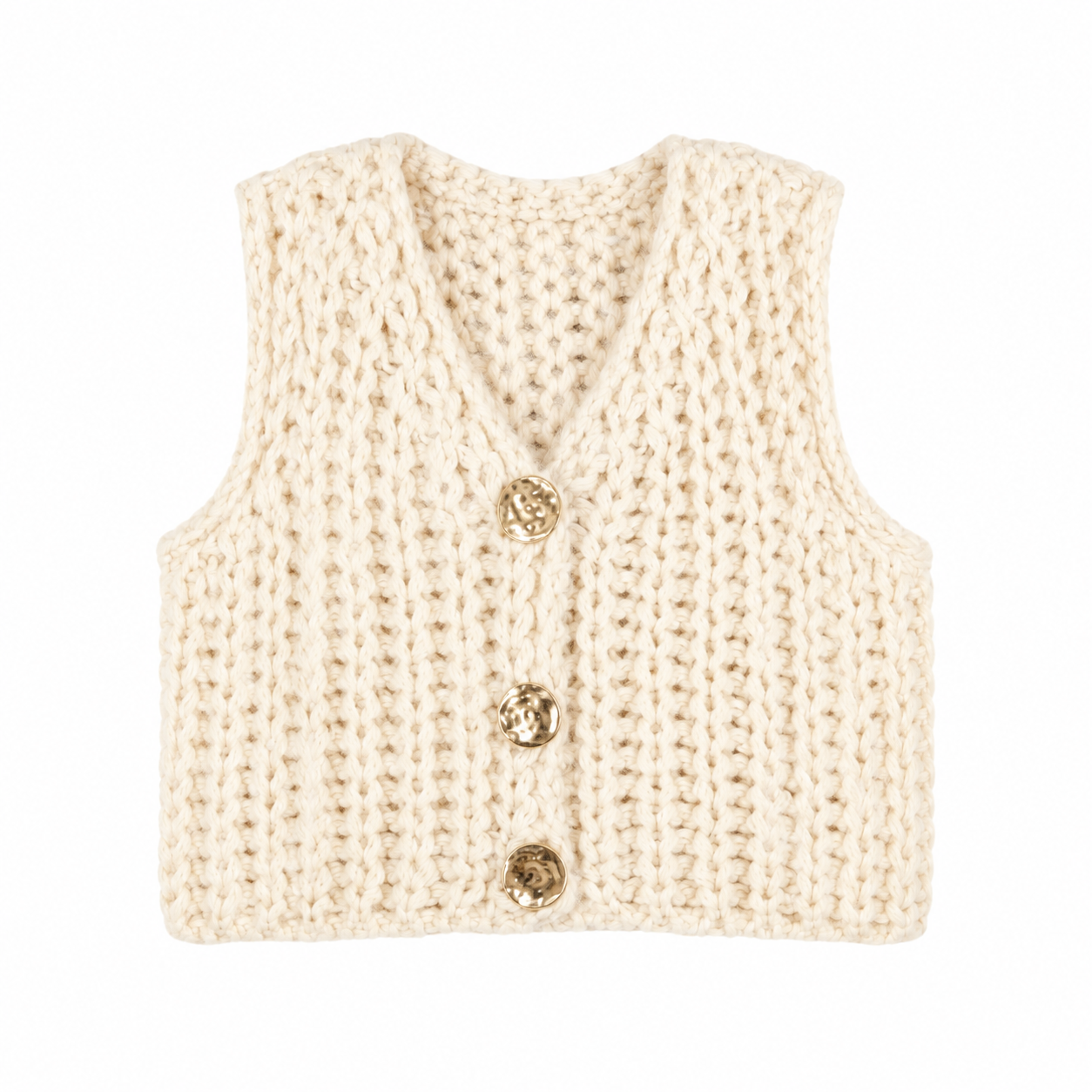 Beige gebreid gilet