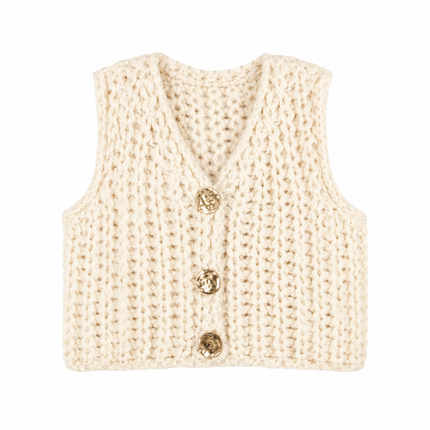 Beige gebreid gilet