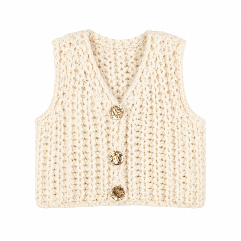 Beige gebreid gilet