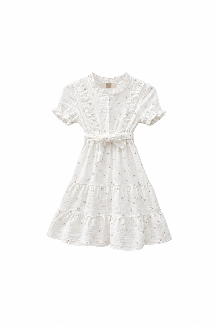 Offwhite jurk met goudkleurige details