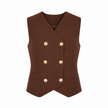 Donkerbruin gebreid gilet