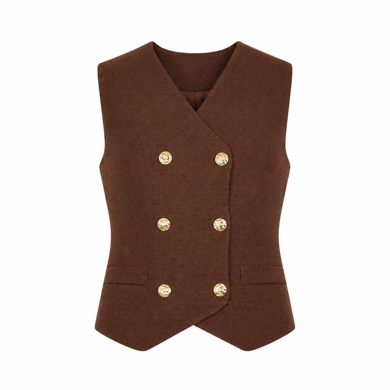 Donkerbruin gebreid gilet
