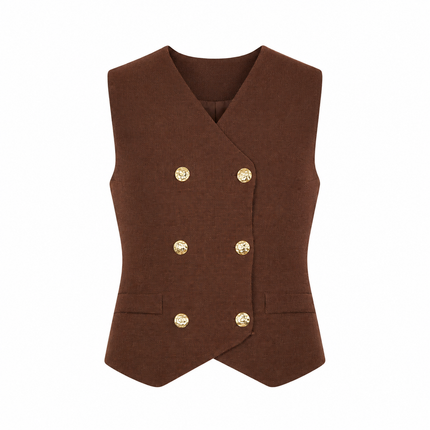 Donkerbruin gebreid gilet