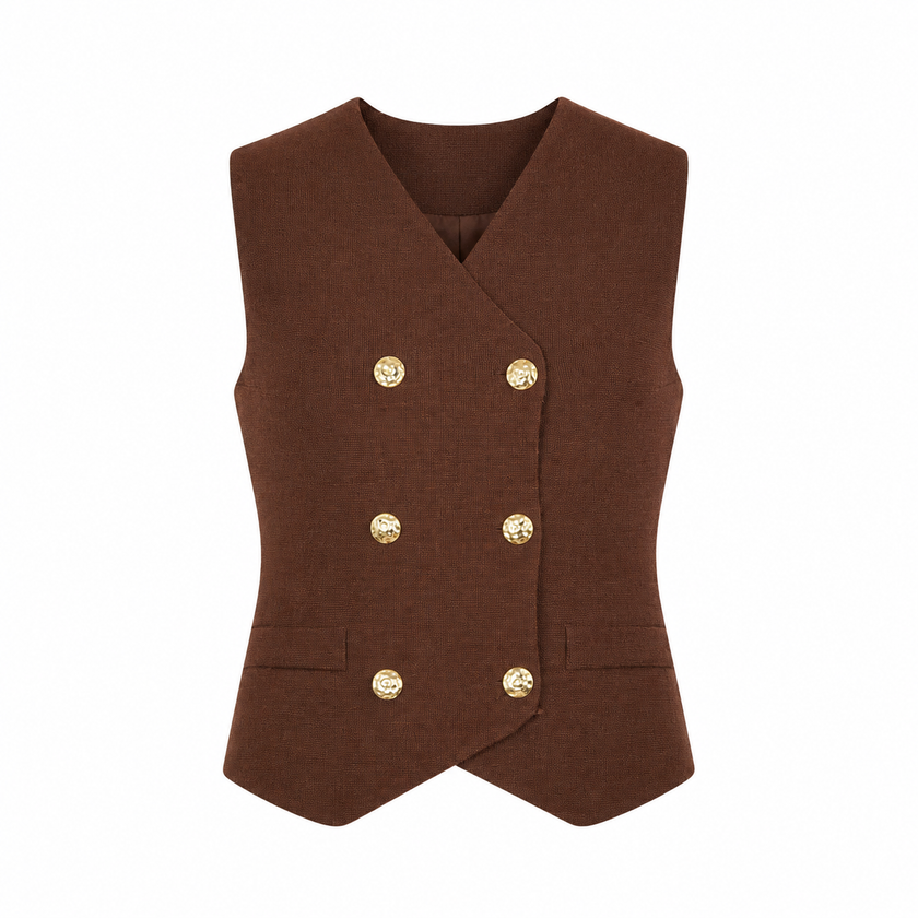 Donkerbruin gebreid gilet