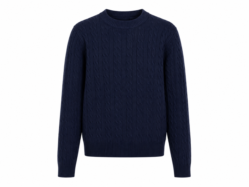 Donkerblauw kabeltruitje