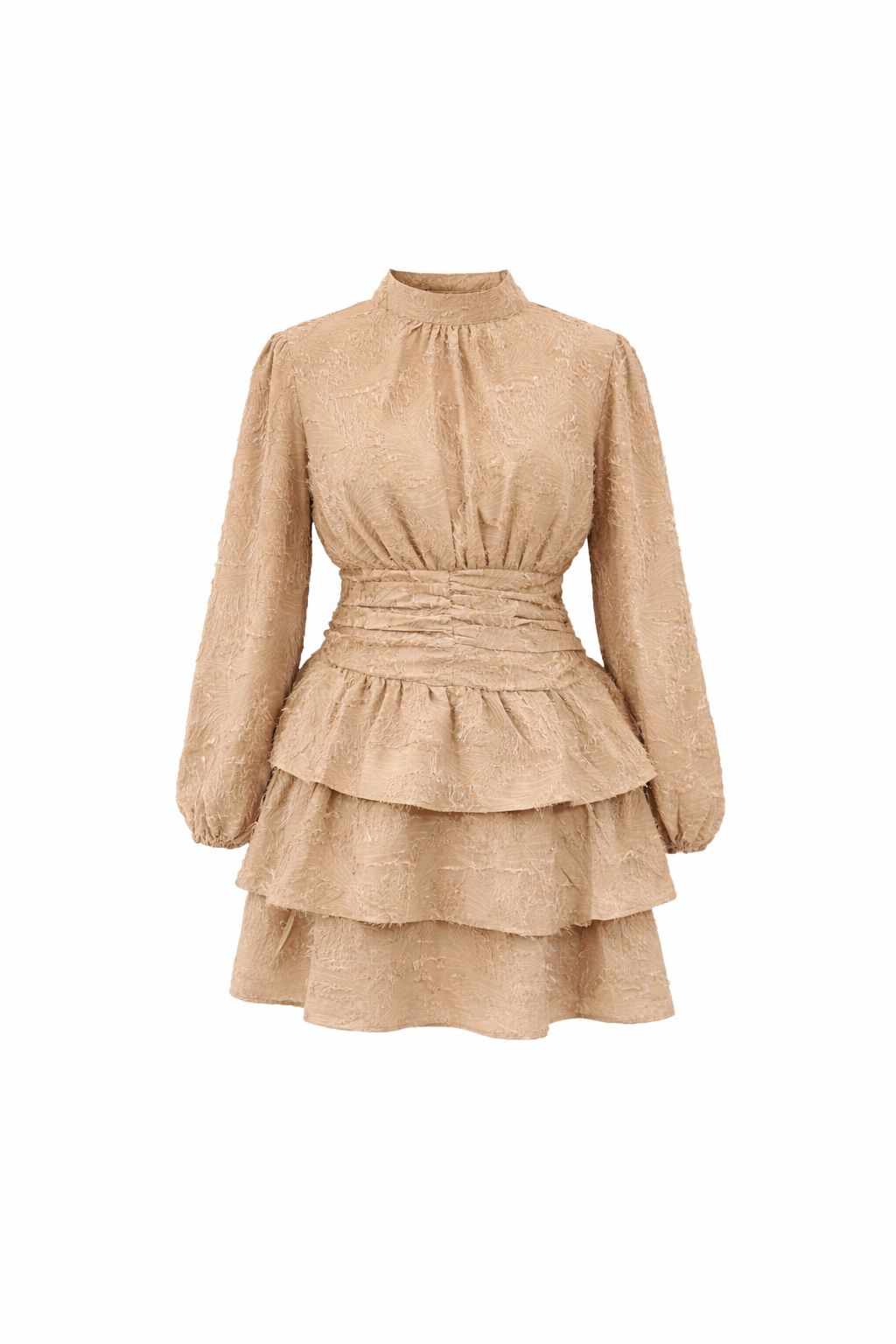 Beige strokenjurk