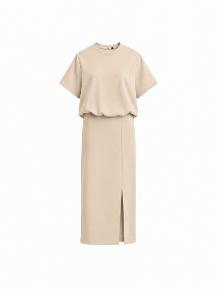 Zandkleur set van rok en top