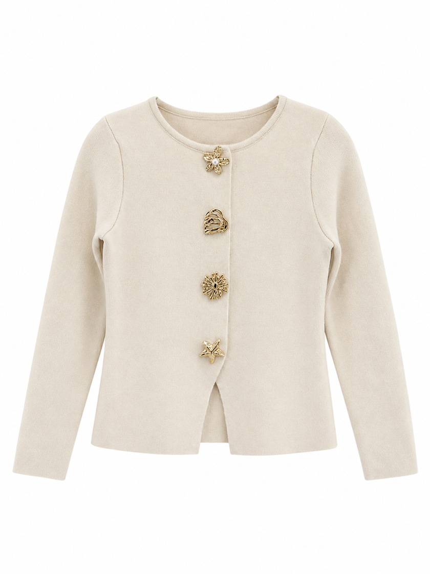 Beige vestje met grote knopen