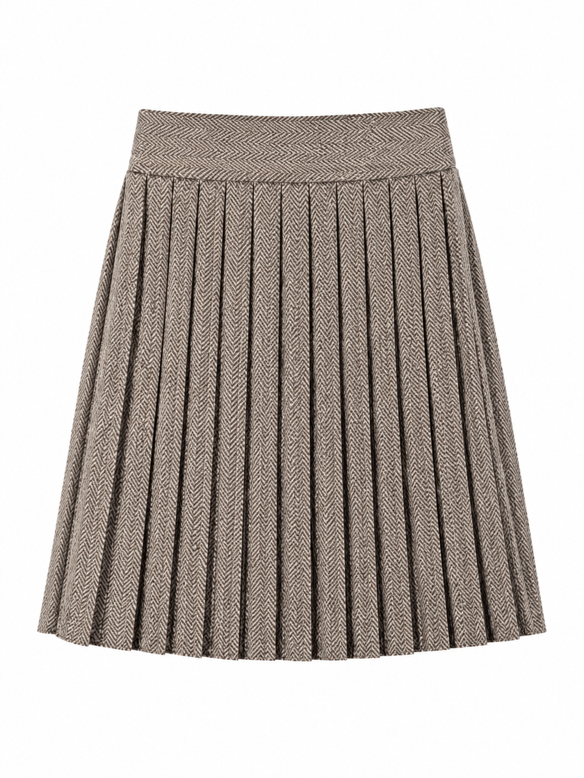 Bruin/beige tweed rokje