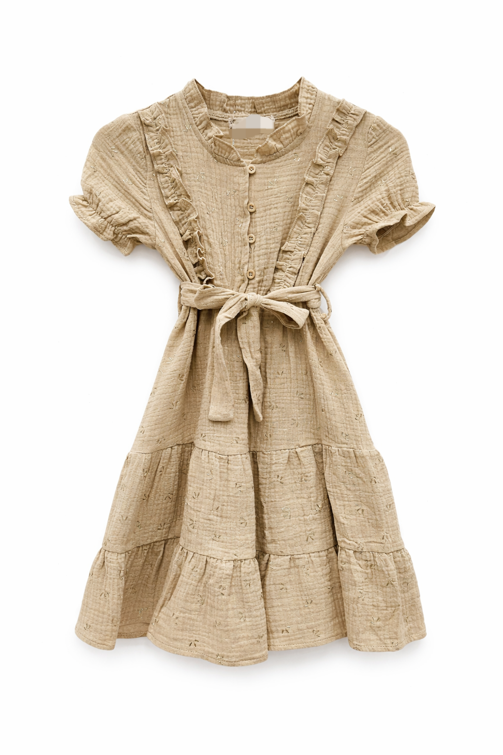 Beige jurk met goudkleurige details